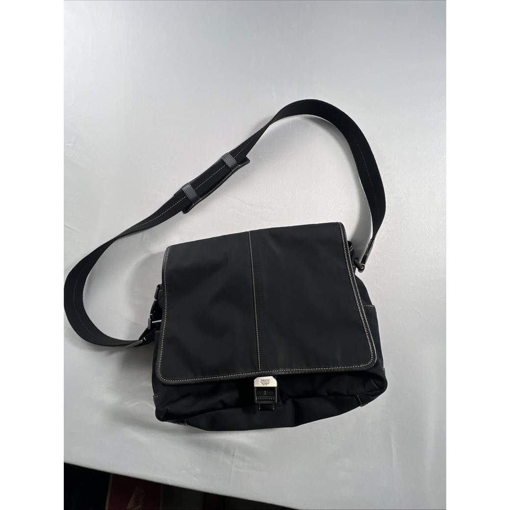 Coach Men's Black Messenger Bag Crossbody Adjustable Strap, Y2K